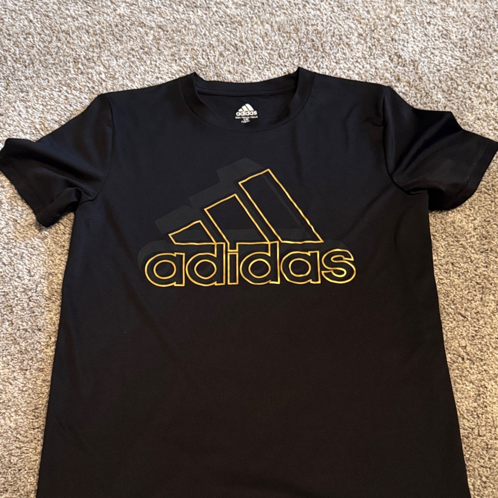 Adidas Black Tee with Gold Logo